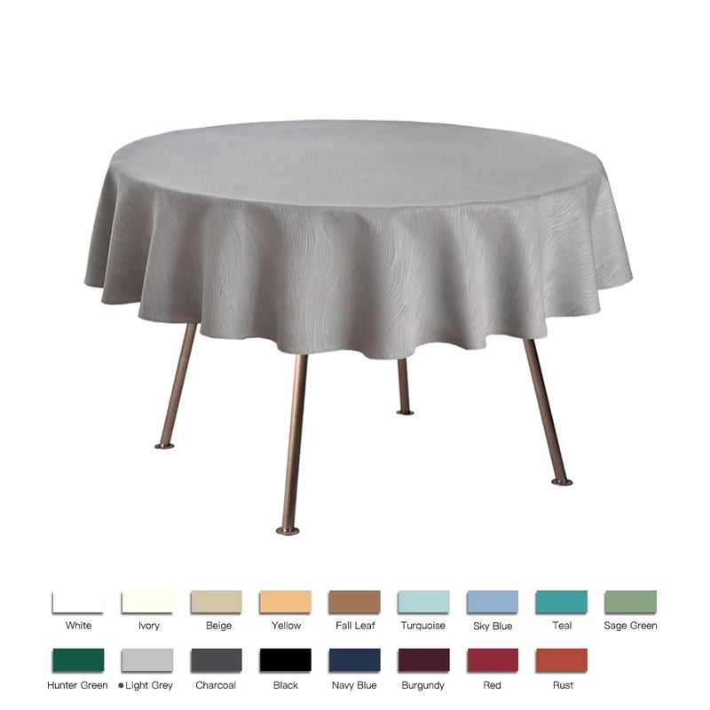 maxmill Round Jacquard Tablecloths Swirl Pattern Spillproof Wrinkle Free Heavy Weight Soft Table Cloth for Circular Table Cover of Buffet Banquet Parties Holiday Dinner Round 90 Inch Light Grey - Image 2